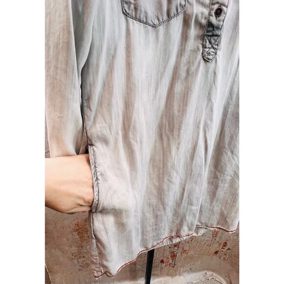 Maurices Sz Large Casual V Neck Long Sleeved Thin Knit Tunic Gray Acid Washed - Picture 4 of 5